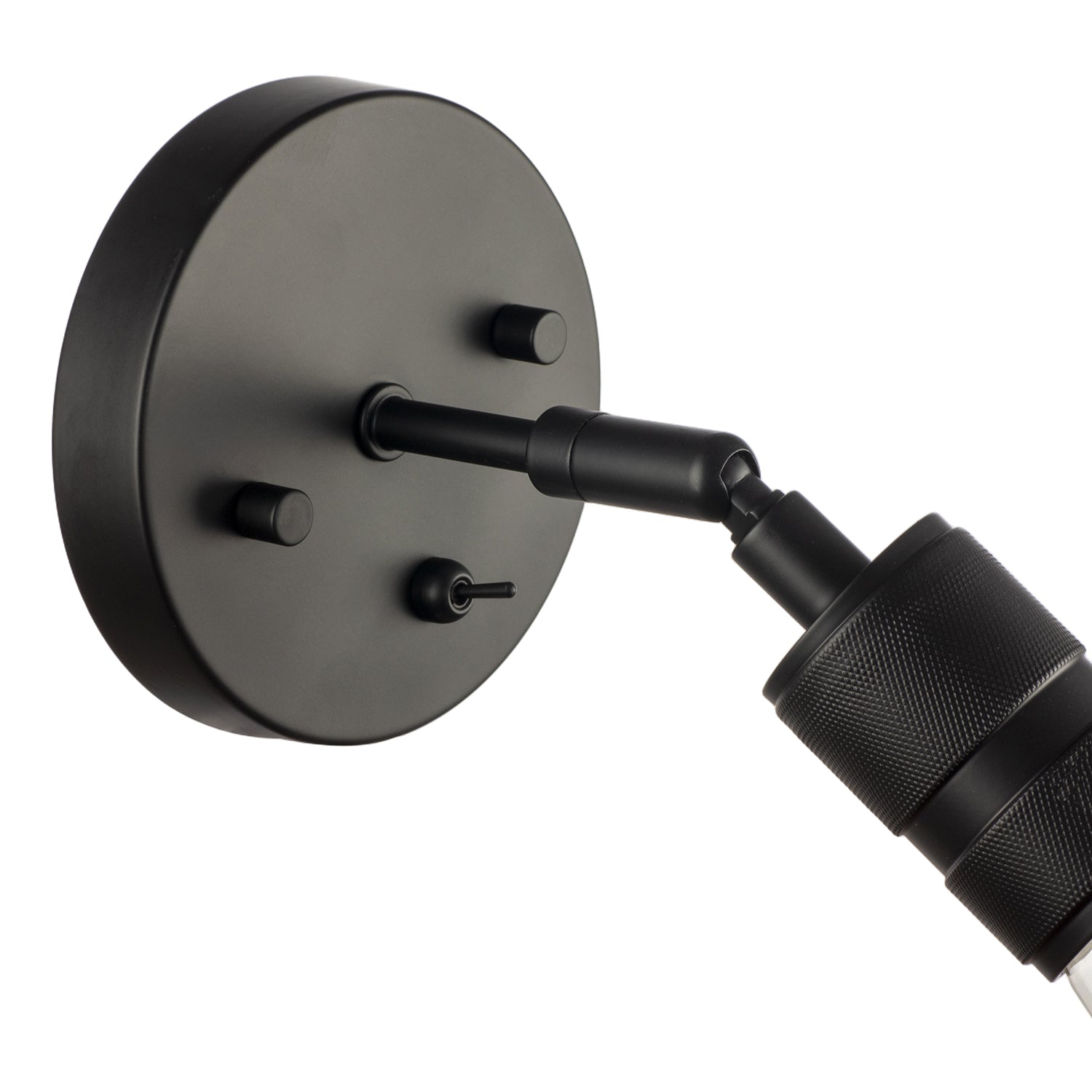 Matte Black Switched Wall Light with Adjustable Knurled Metal Head Image 3