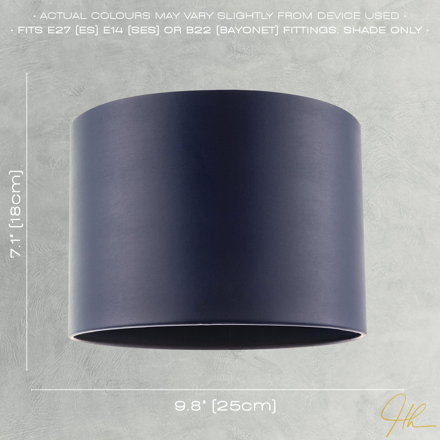 Classic Navy Blue Faux Leather Lamp Shade with Inner Cotton Lining Image 7