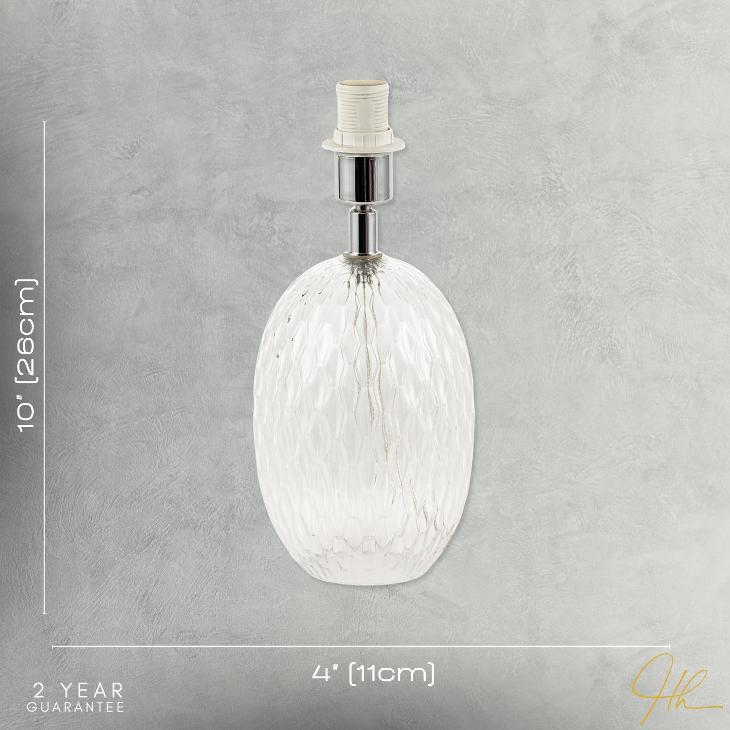 Elegant Clear Glass Table Lamp Base with Textured Diamond Cut Pattern Image 7