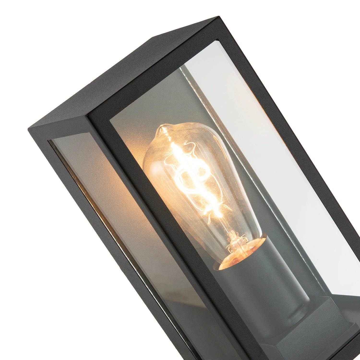 Modern Rectangular Outdoor Lantern Wall Light in Matte Black with Clear Glass Image 5