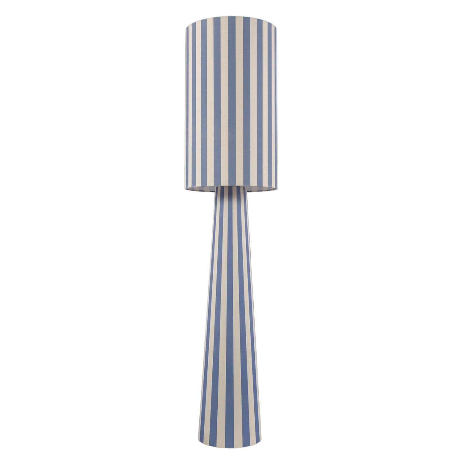 Amparo Blue and Oatmeal Linen Floor Lamp with Fabric Shade and Base Image 1