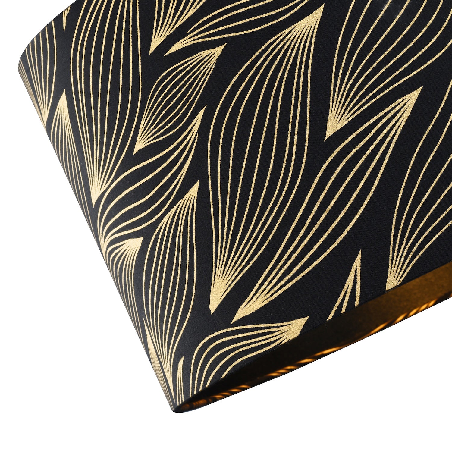 Designer Black Lamp Shade with Gold Foil Leaves with Inner Satin Fabric Lining Image 3