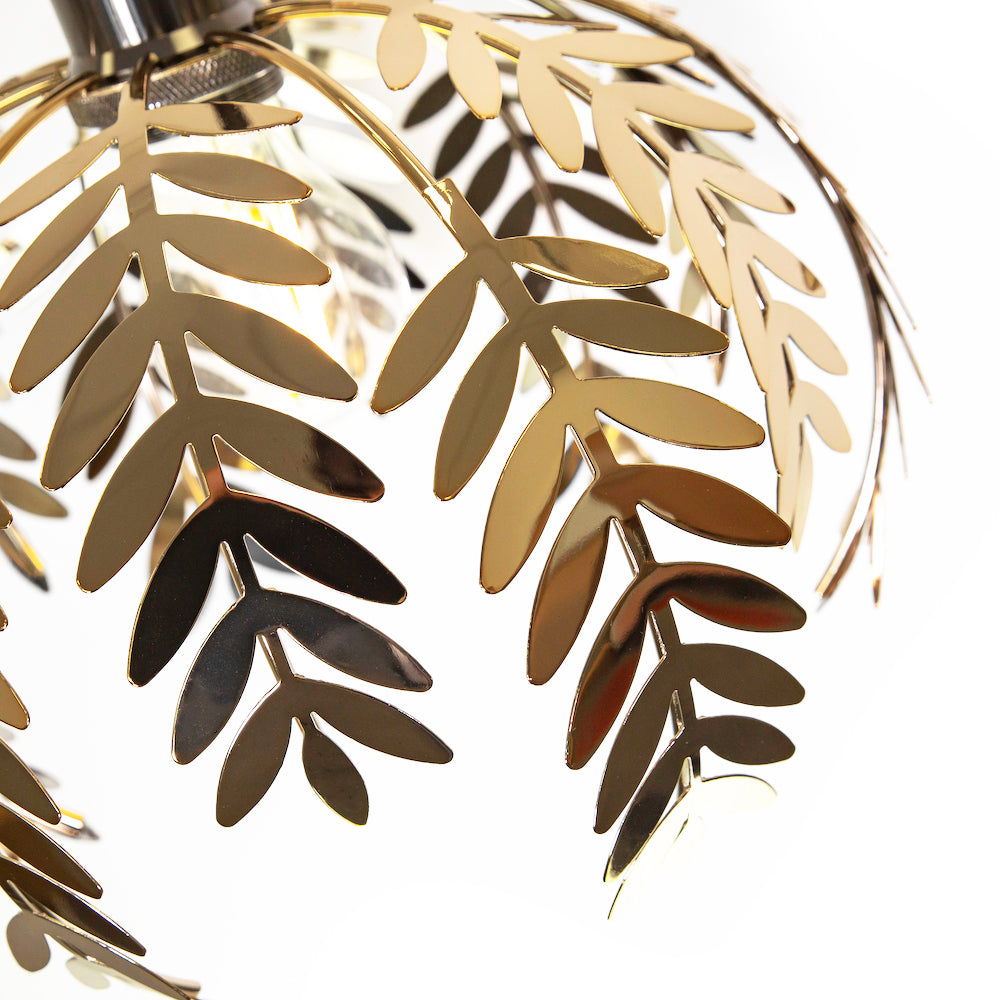 Traditional Fern Leaf Design Ceiling Pendant Light Shade in Polished Gold Finish Image 3