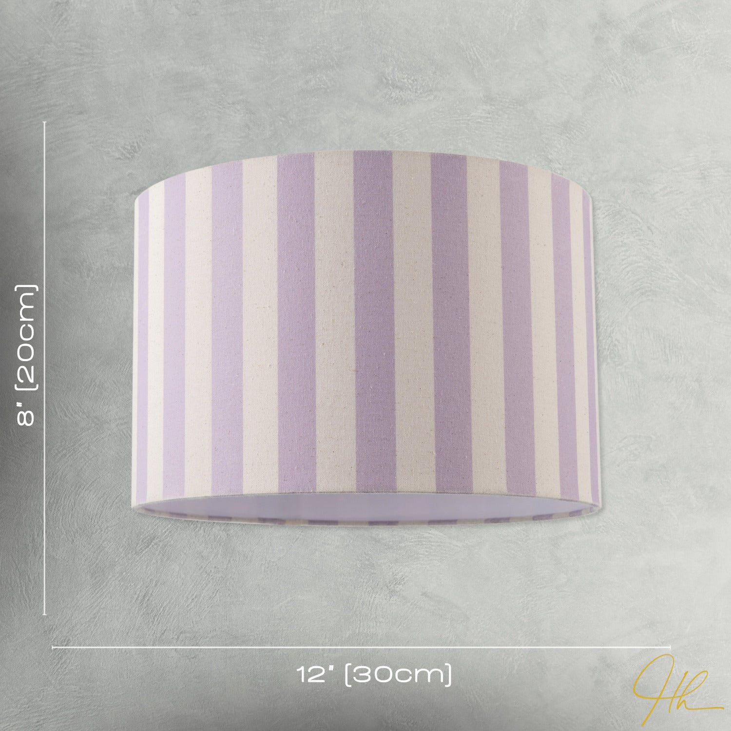 Lavender Lilac and Oatmeal Linen Striped Lamp Shade with Fabric Inner Image 7