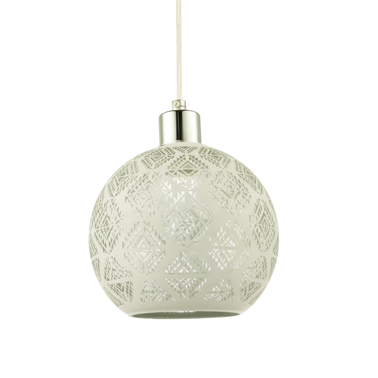 Modern Round Matte White Pendant Lighting Shade with Laser Cut Diamond Shapes Image 2