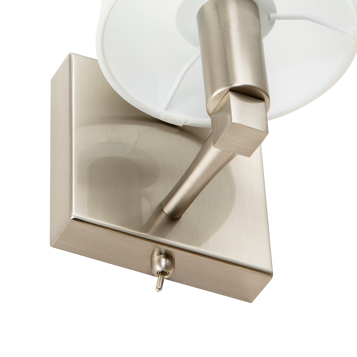 Sleek Bedside Wall Light in Satin Nickel with Toggle Switch and Shade Image 4