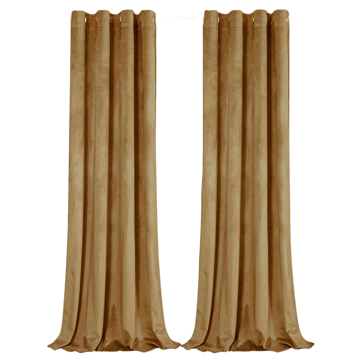 Ochre Mustard Velvet Darkening Eyelet Curtain Pair - 46x63 Inch Drop Image 1