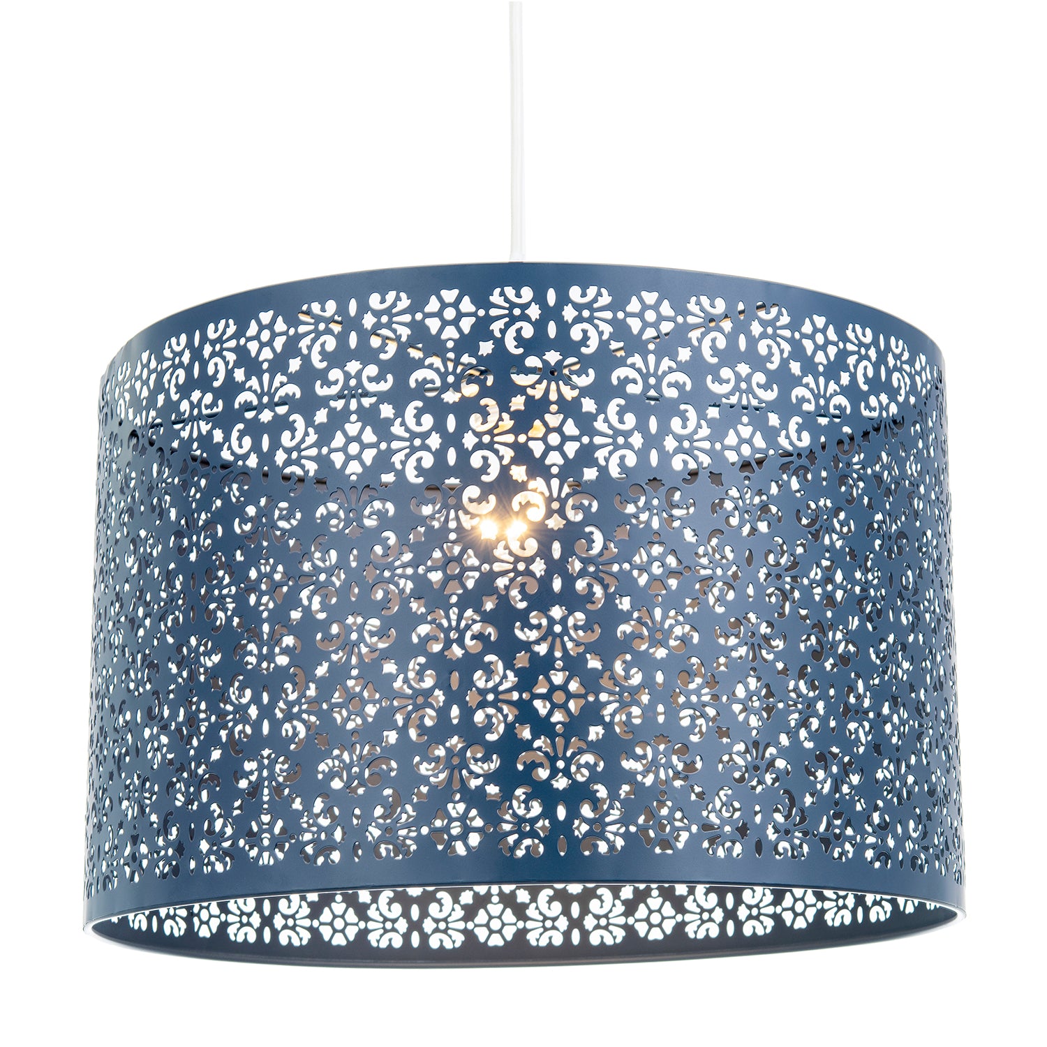 Moroccan Designed Large Midnight Blue Pendant Shade with Floral Decor Image 2