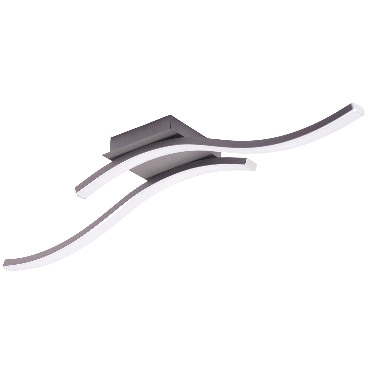Modern Double Wavy Strip Flush LED Powered Ceiling Light Fitting in Grey Sand Image 1