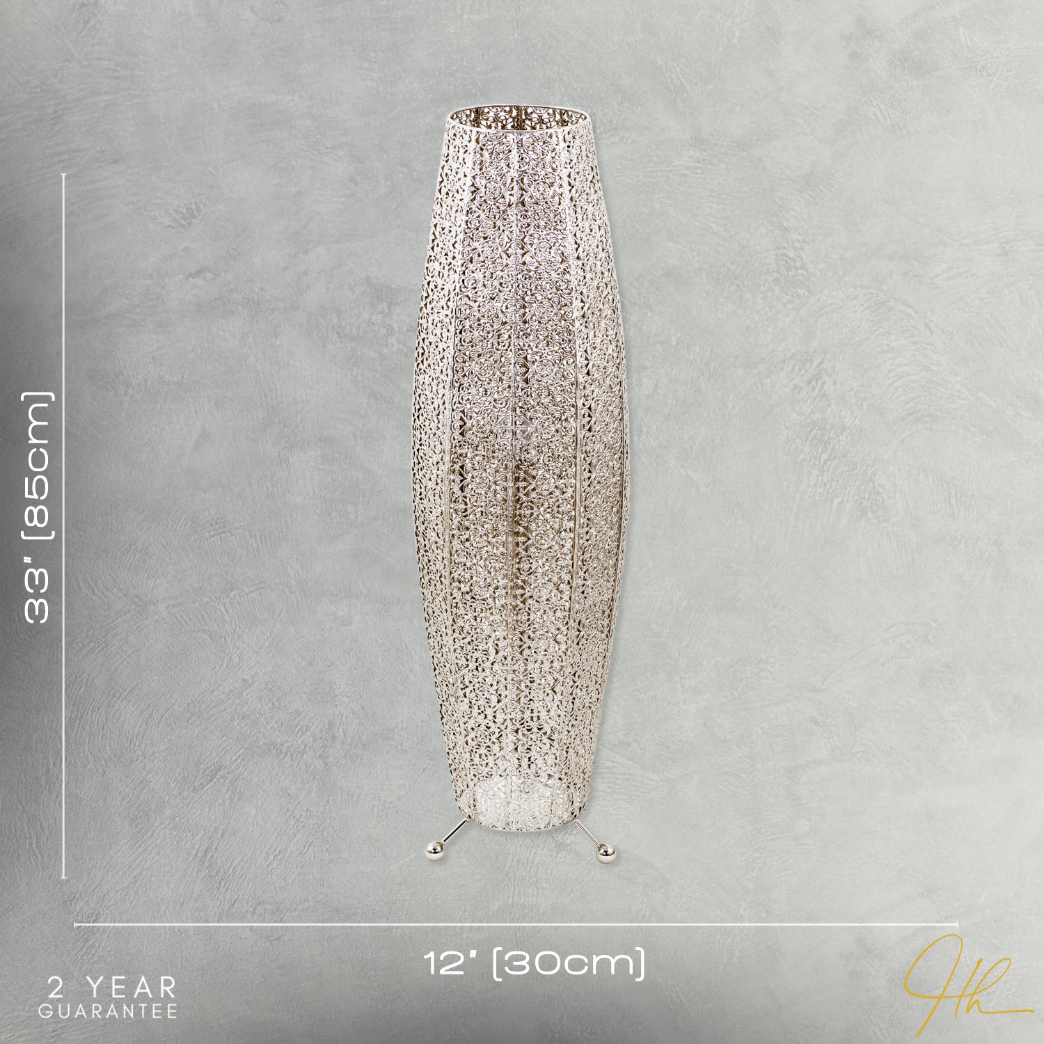 Traditional and Ornate Floral Moroccan Floor Lamp in Polished Silver Image 7