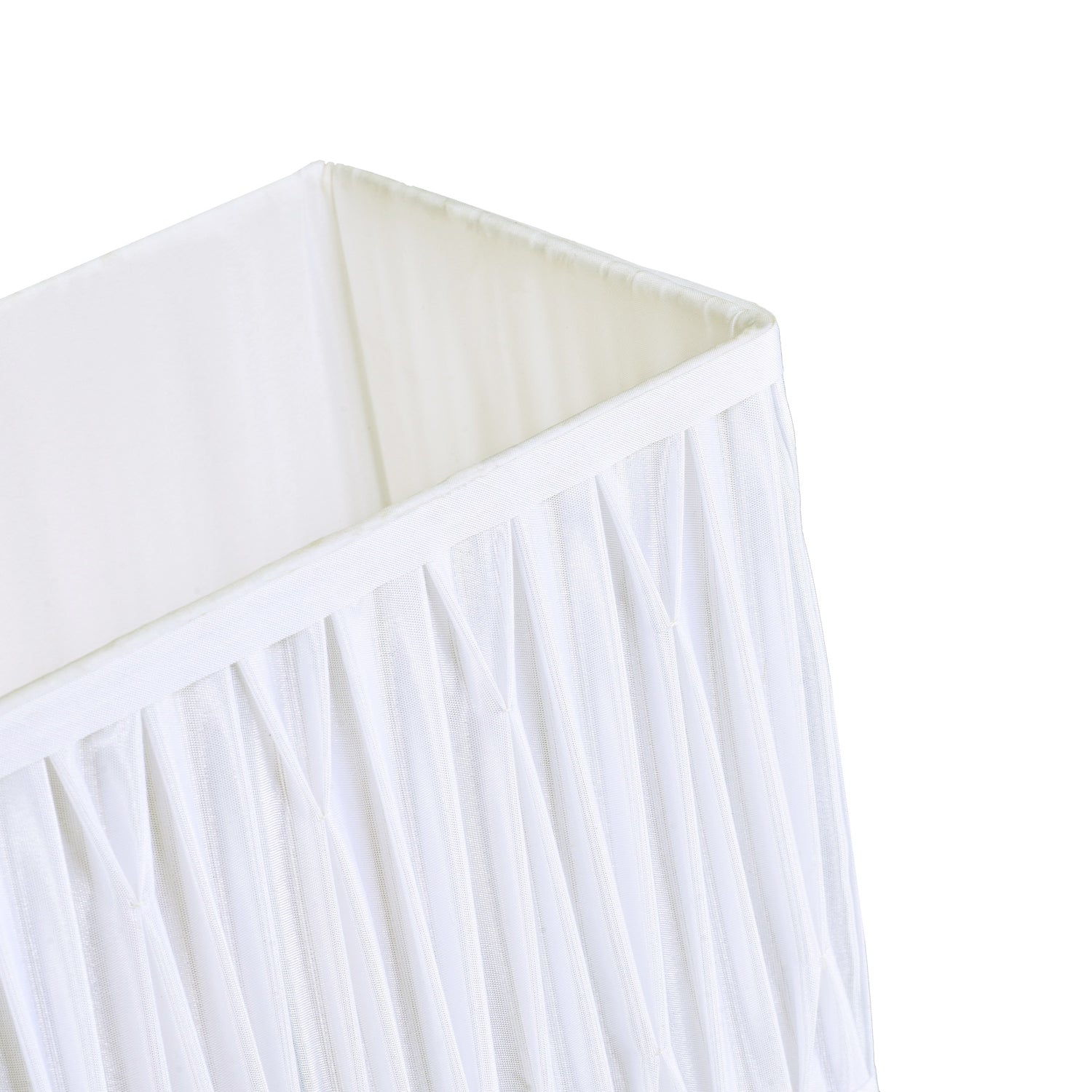 Classic Double Pleated Rectangular Lamp Shade with Ivory White Faux Silk Fabric Image 5