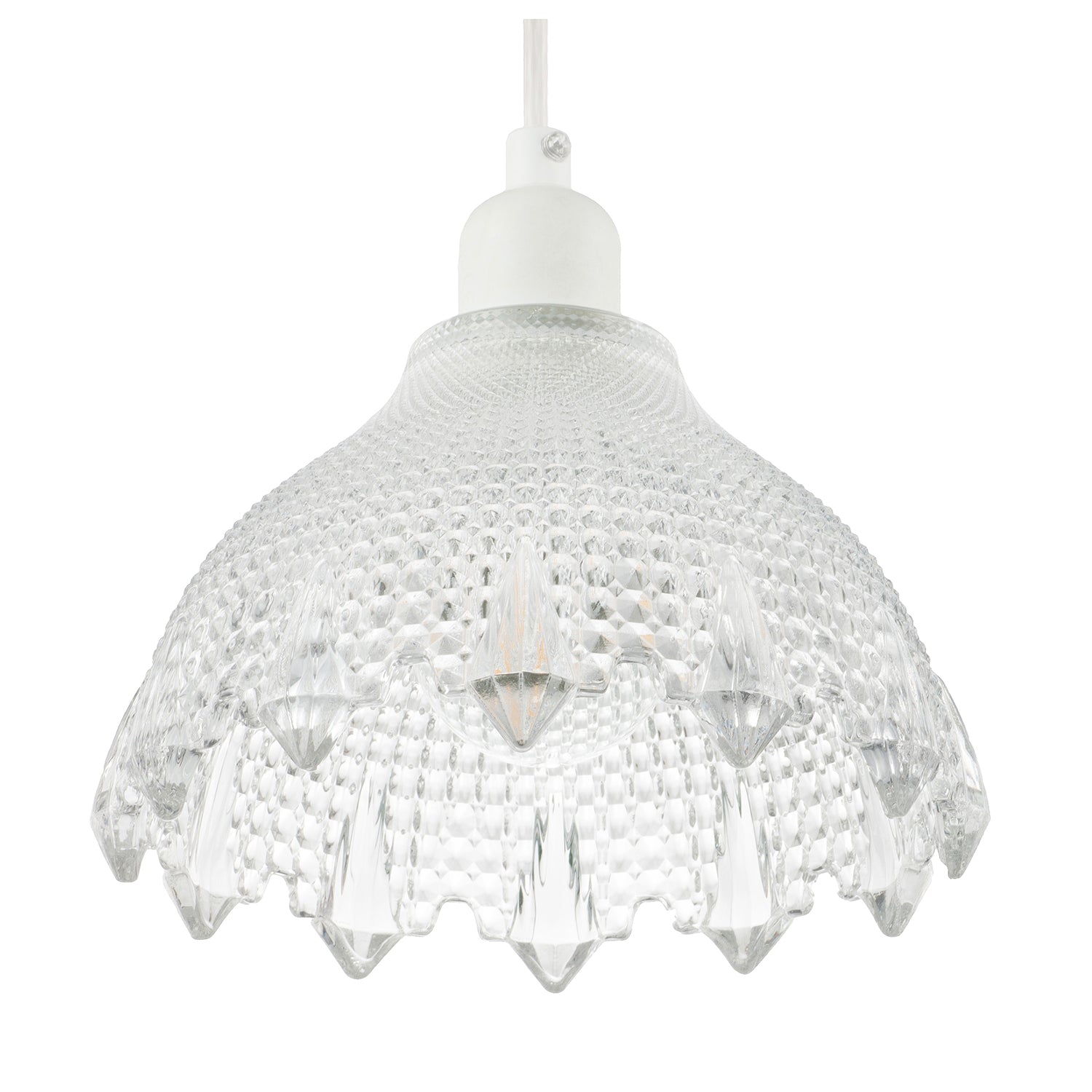 Classic Ornate Round Clear Glass Pendant Shade with Moulded Design Image 4