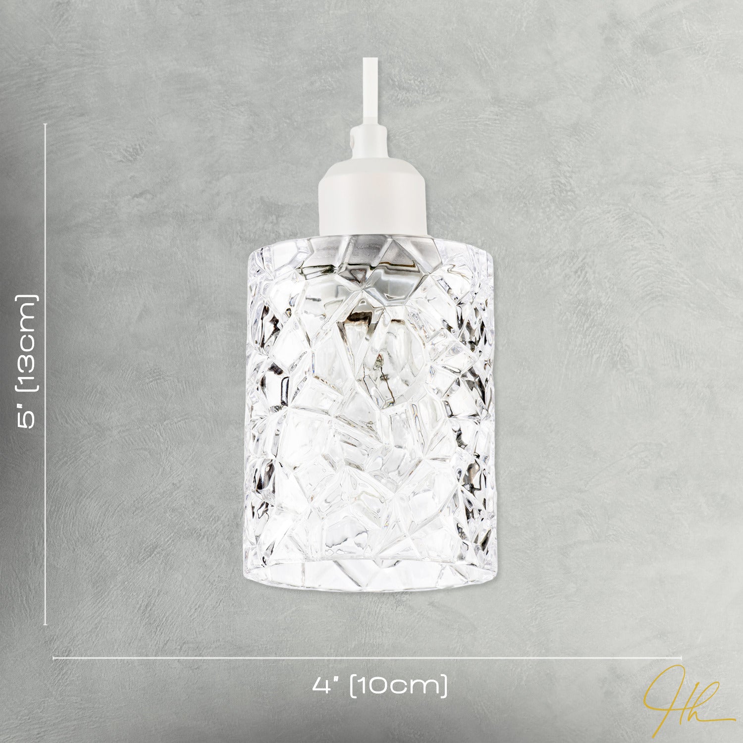 Modern Straight Sided Cylindrical Pendant Shade with Faceted Surface Image 7