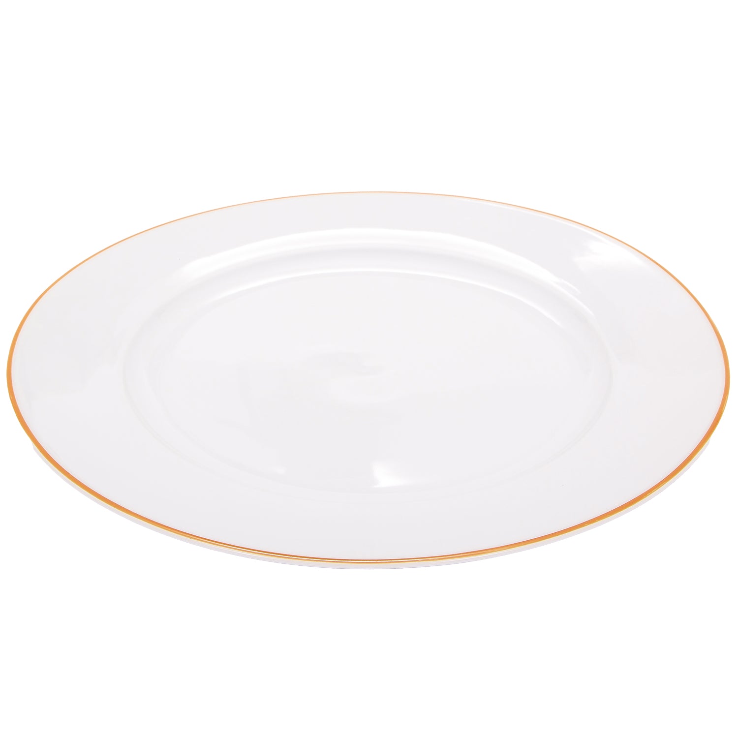 Set of 4 Durable White Ceramic Dinner Plates with Elegant Orange Rim Image 2