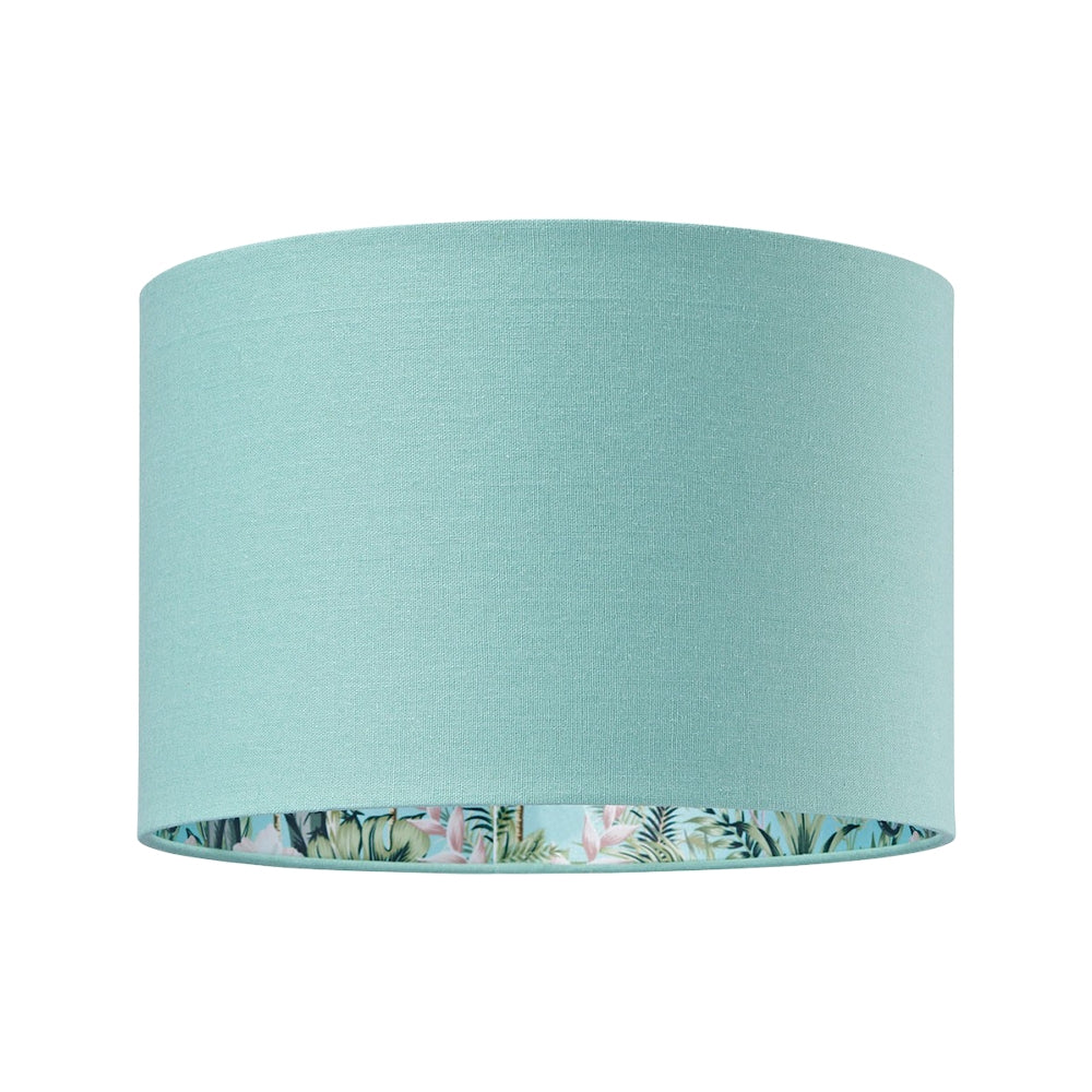 Unique Jungle Print Duck Egg Lampshade with Palm Trees, Sloths and Elephants Image 1