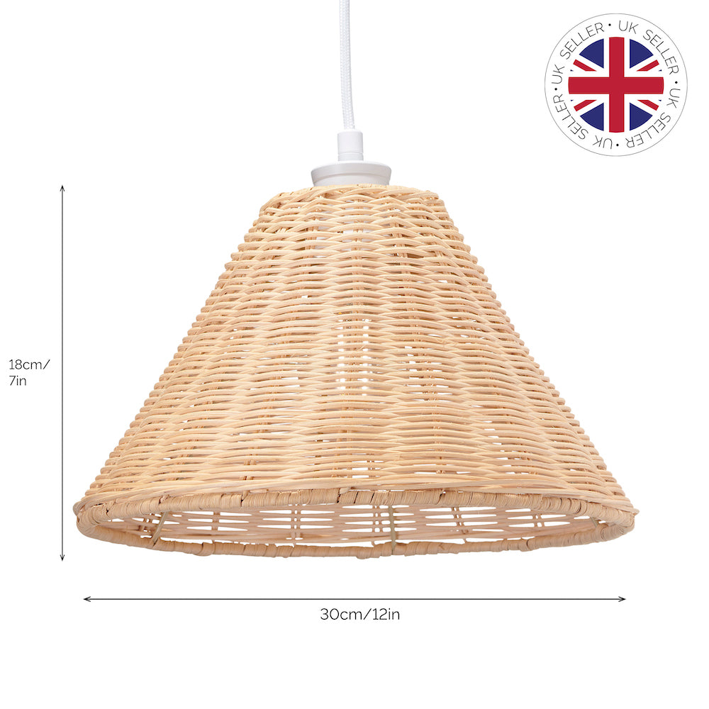 Traditional Empire Drum Designed Light Brown Rattan Wicker Ceiling Light Shade Image 7