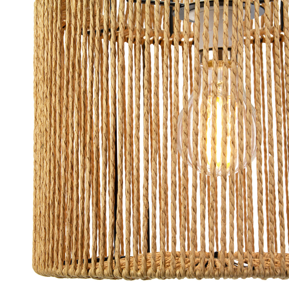 Traditional Vintage Thin Woven Rope Brown Non-Electrical Pendant Light Shade Image 3