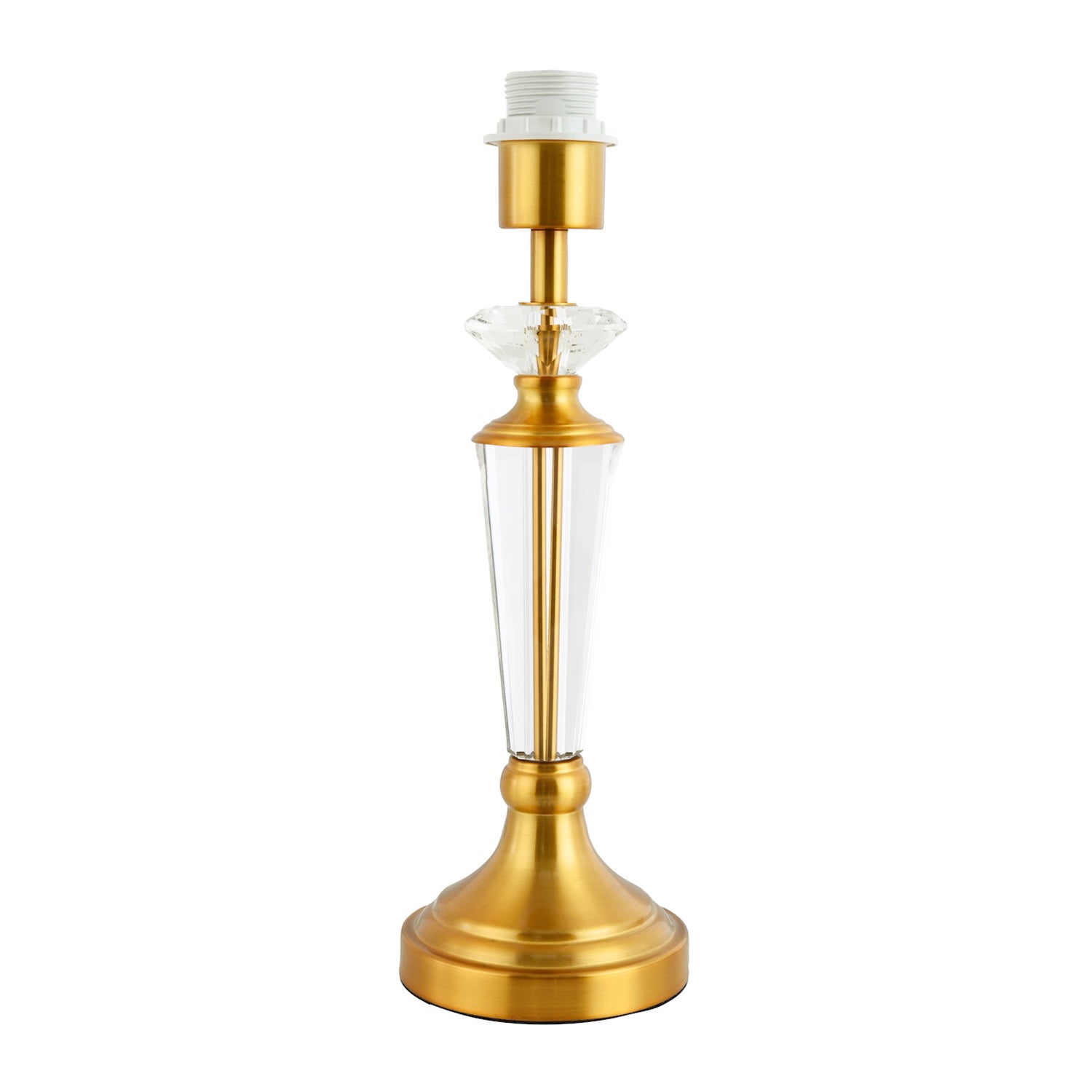 Modern Brushed Gold and Clear Crystal Glass Table Lamp Base with Inline Switch Image 1