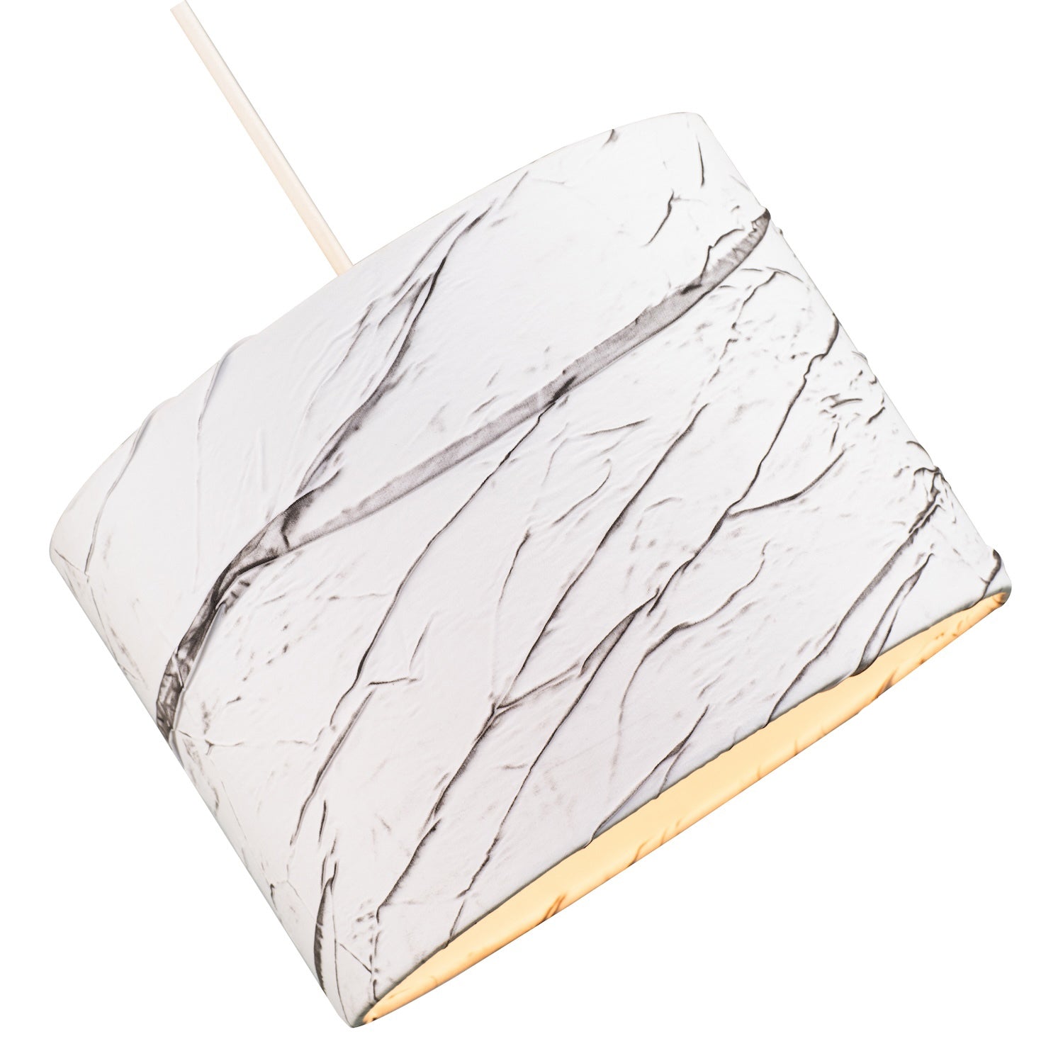 Modern Marble Effect White Cotton Lampshade with Grey Folds and Inner Lining Image 4