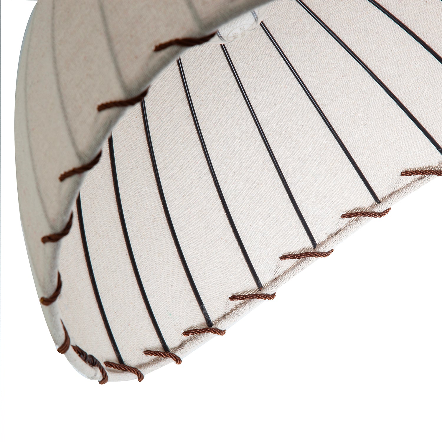 Natural Linen Oatmeal Beige Pendant Light Shade with Linking Rope Image 3