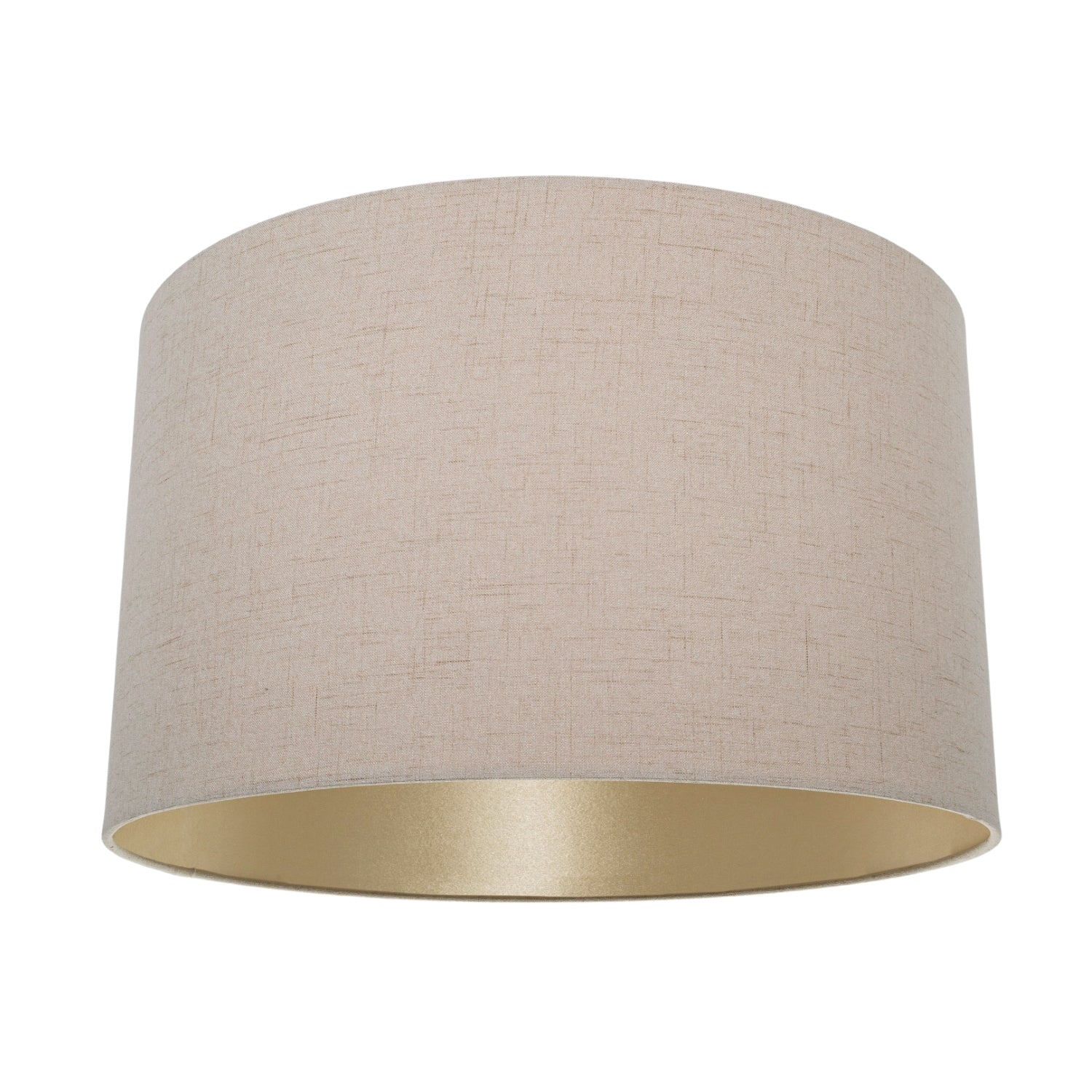 Modern Designer Taupe Textured Linen Lampshade with Inner Champagne Satin Fabric Image 1