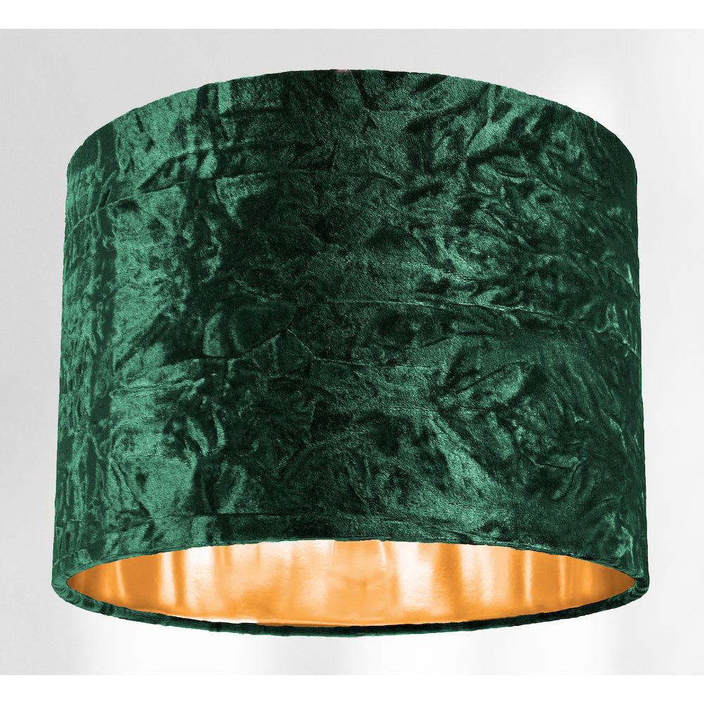 Modern Green Crushed Velvet 10" Table/Pendant Lampshade with Shiny Copper Inner Image 4