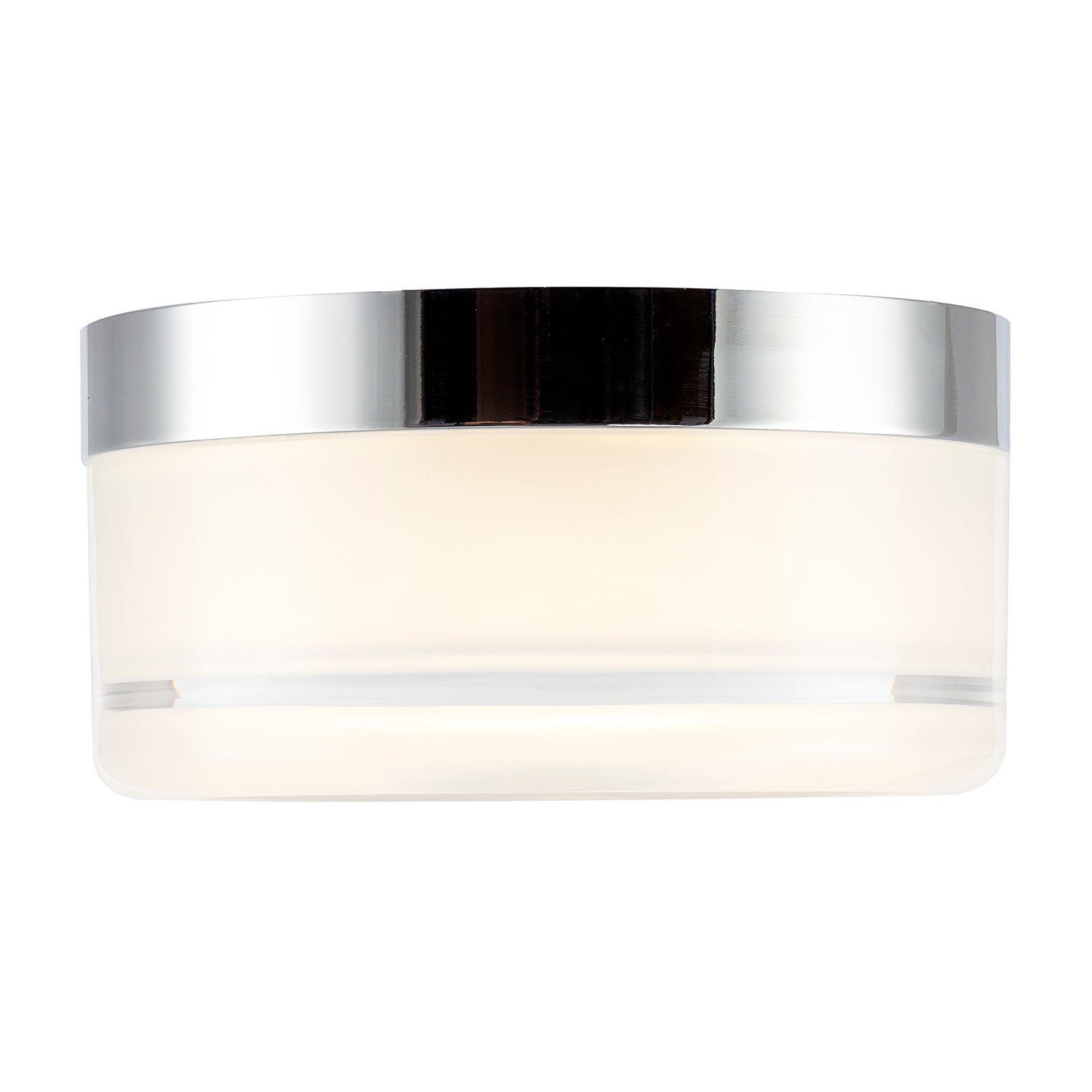 Designer Polished Chrome LED Bathroom Ceiling Light with Opal Glass Image 5