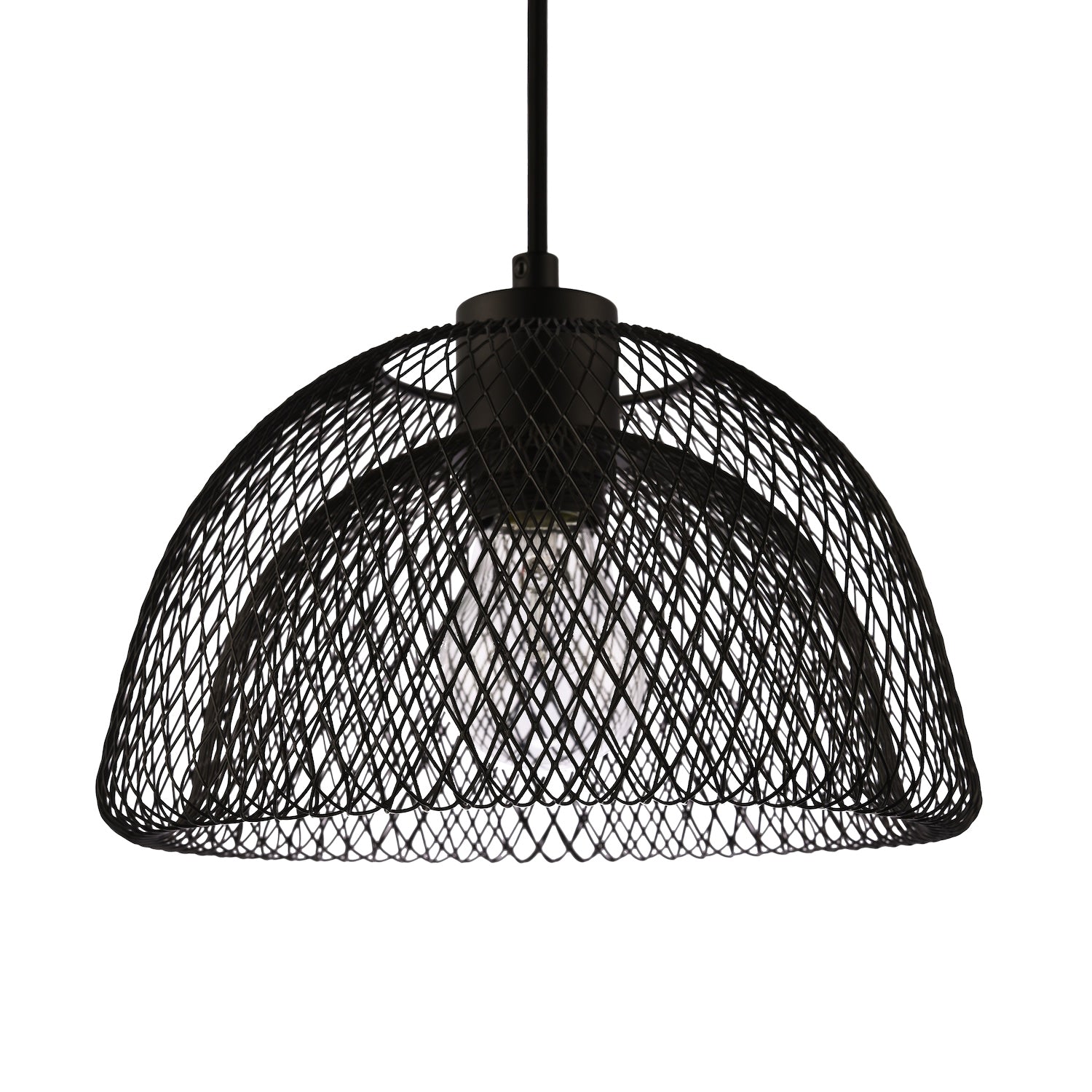 Industrial and Modern Double Mesh Wire 26cm Pendant Light Shade in Matte Black Image 1