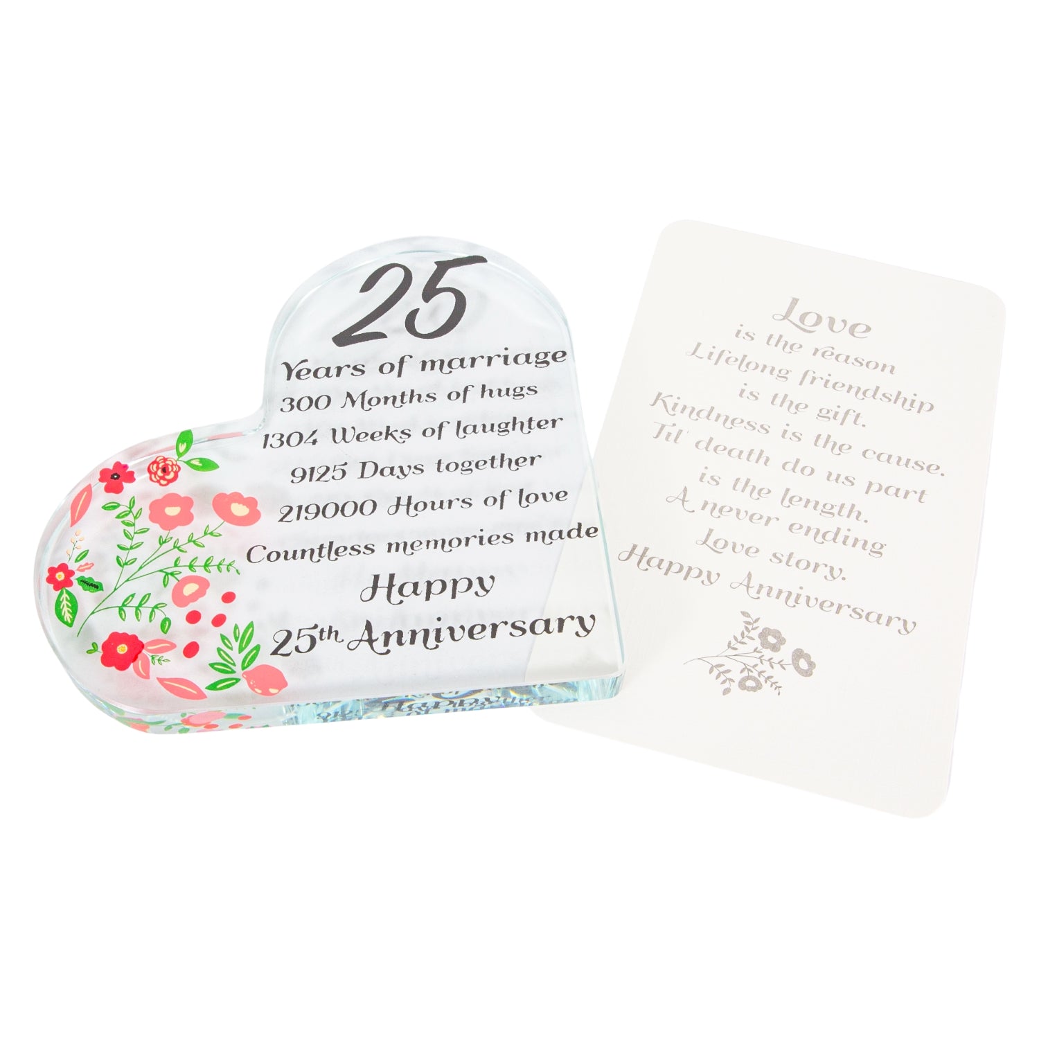 Sleek Contemporary Clear Toughened Glass 25th Anniversary Sentiment Ornament Image 2