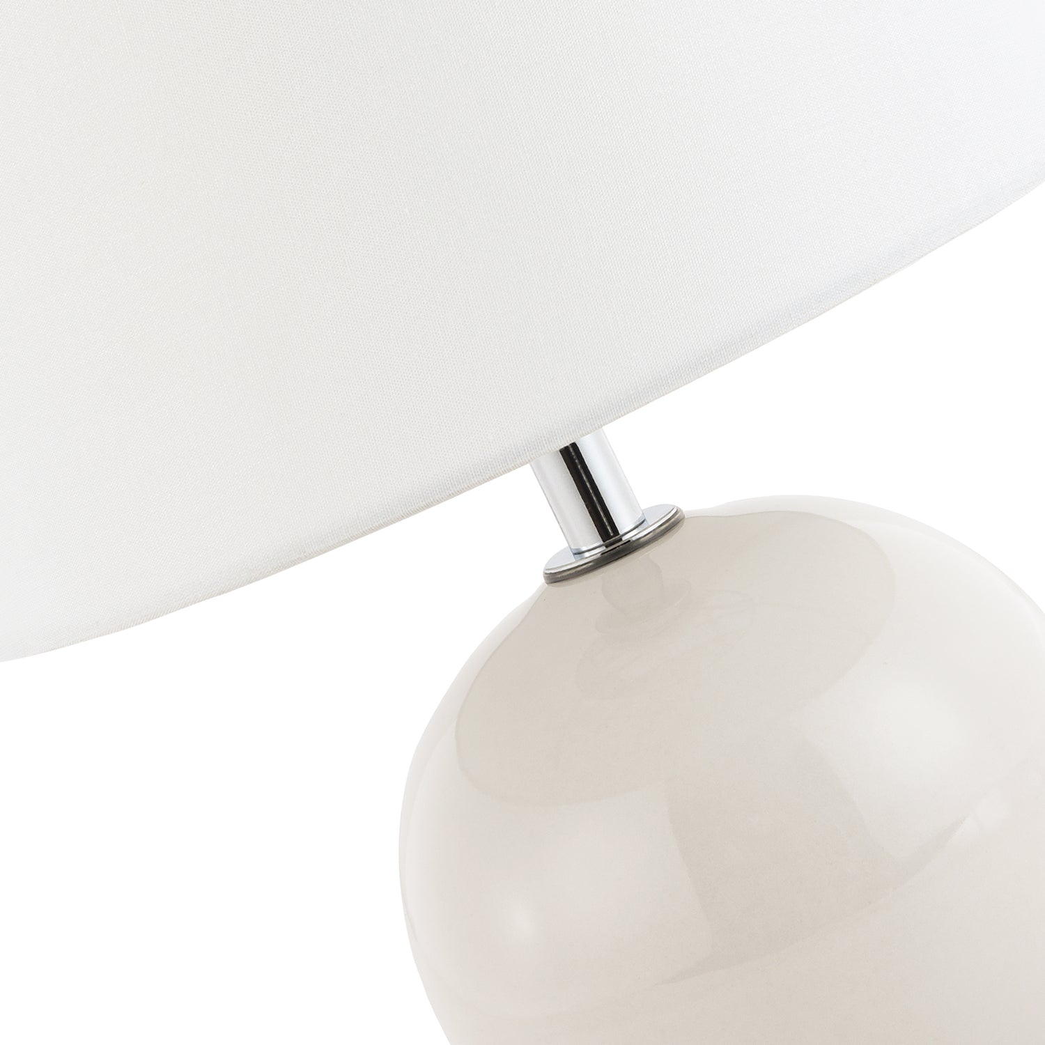 Traditional Classic Round Ceramic Table Lamp Base in Off-White Gloss Finish Image 6