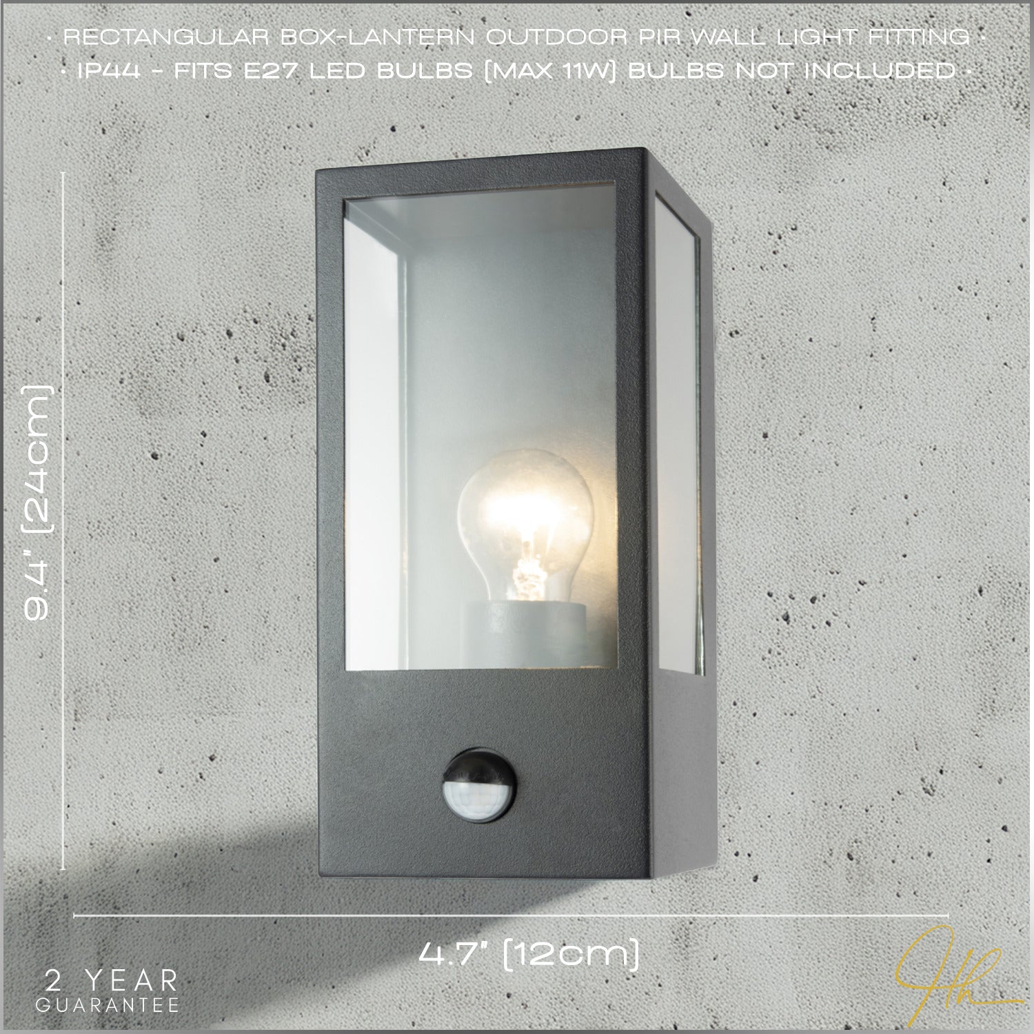 Modern Outdoor PIR Sensor Wall Light Fitting with Box Lantern Shape IP44 Rated Image 7