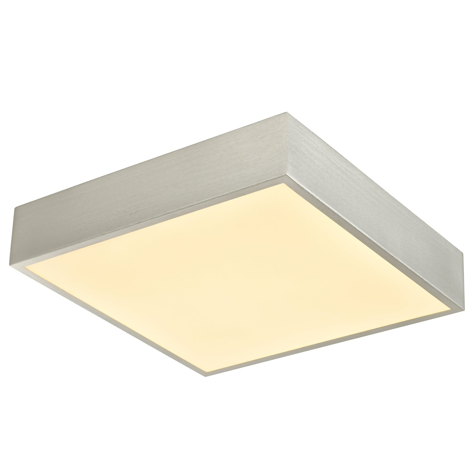 Modern 25w LED Flush Square Ceiling Light in Brushed Silver with Opal Diffuser Image 1