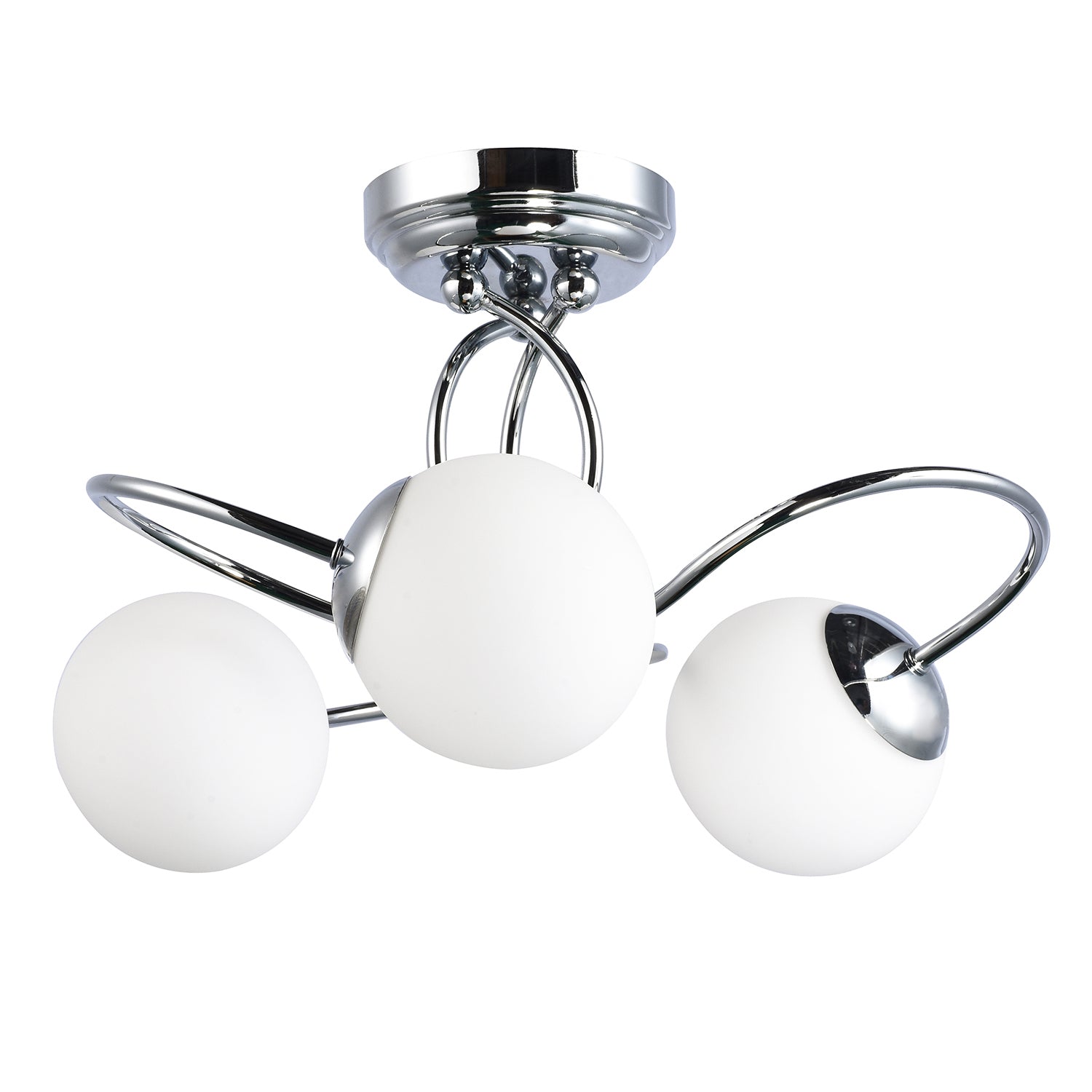 Sleek and Modern Chrome Plated IP44 Bathroom Ceiling Lamp with Opal Glass Heads Image 2