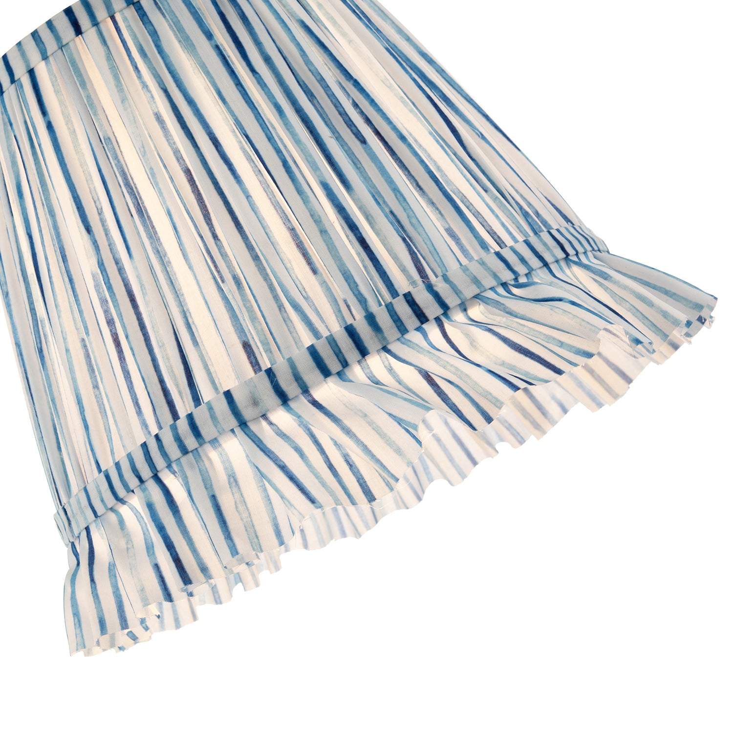Vintage Blue and White Faux Silk Plated Lamp Shade with Bottom Fringe Image 3