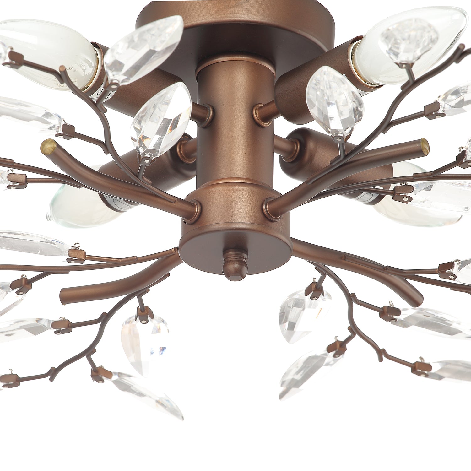 Modern Matt Bronze Branch Ceiling Light Fitting with Transparent Acrylic Leaves Image 3