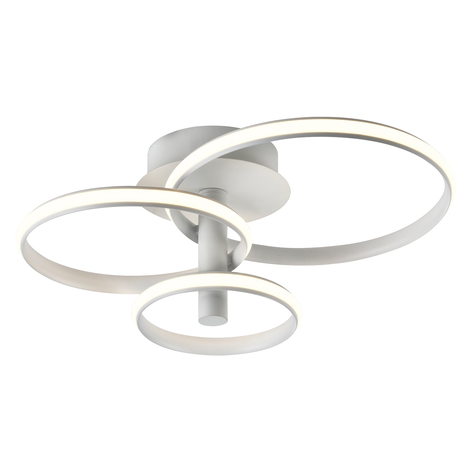 Modern Designer Matt White Triple Ring Low Energy LED Ceiling Light Fitting Image 1