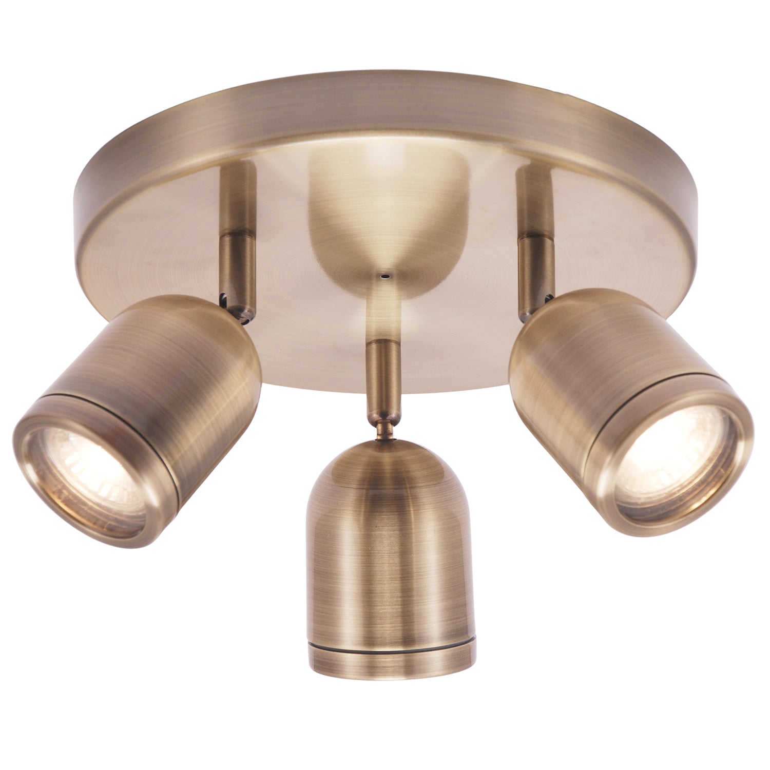 Modern Triple Spot IP44 Antique Brass Bath Ceiling Light with Adjustable Heads Image 2