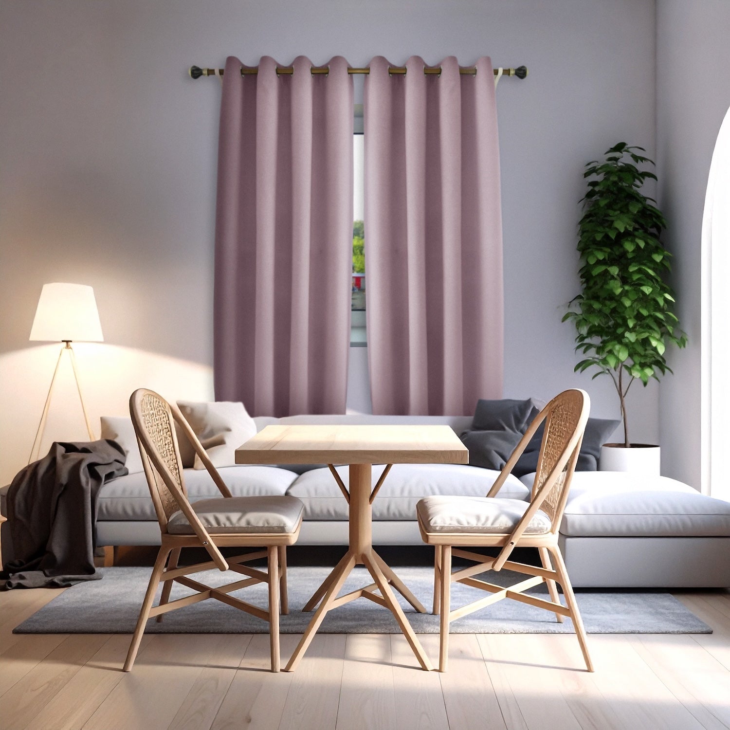Lavender Pink Linen Blackout Curtains - 46 x 54 Inch Drop - 2 Panel Image 6