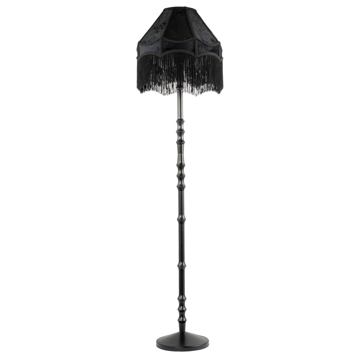 Classic Black Ash Wooden Floor Lamp with Velvet Victorian Style Shade Image 4