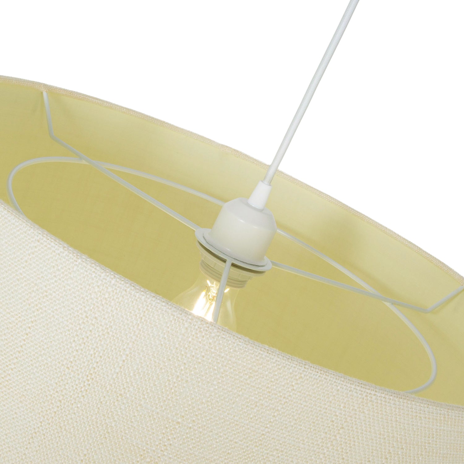 Modern Designer Cream Linen Fabric Lamp Shade with Inner Matching Cotton Lining Image 2