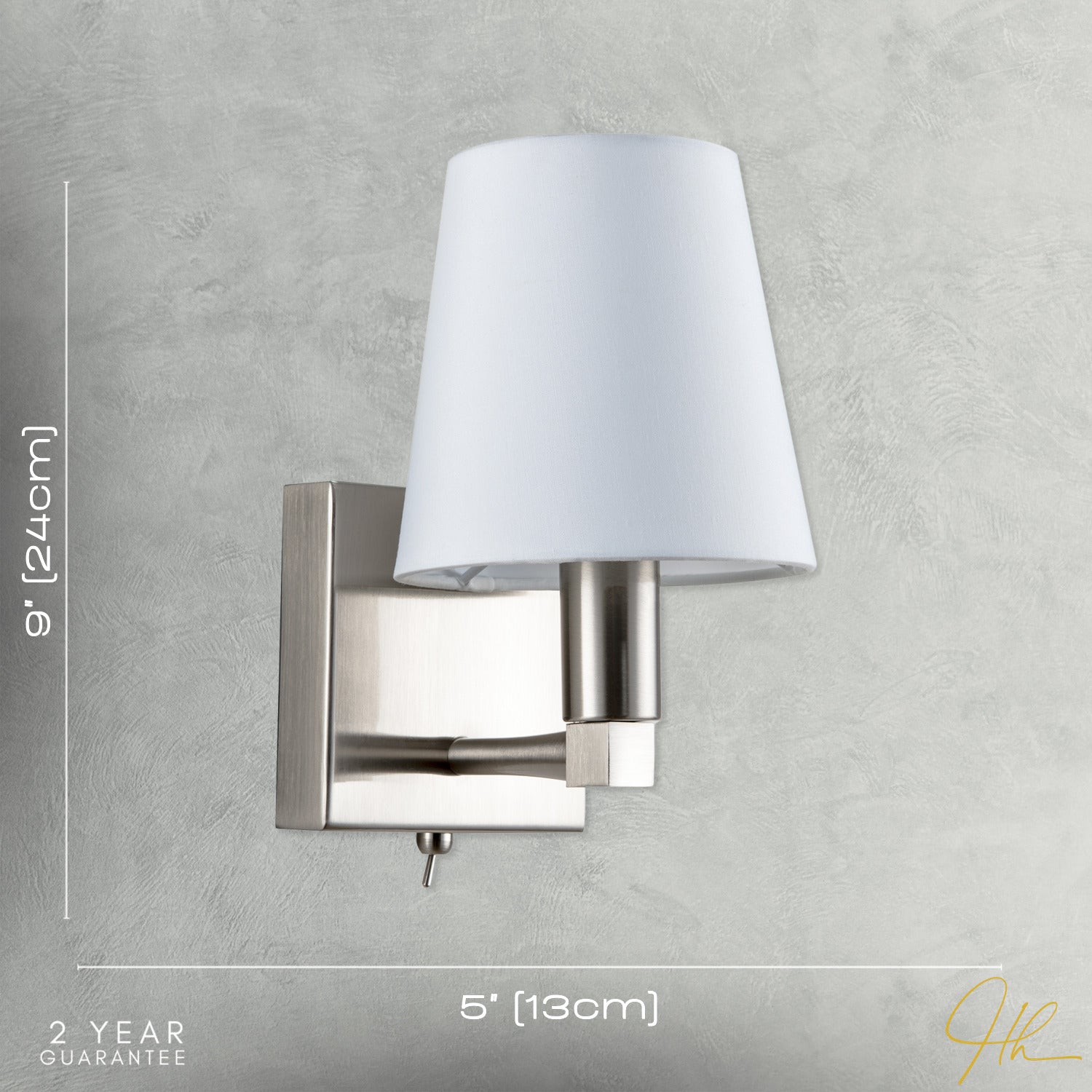 Sleek Bedside Wall Light in Satin Nickel with Toggle Switch and Shade Image 7