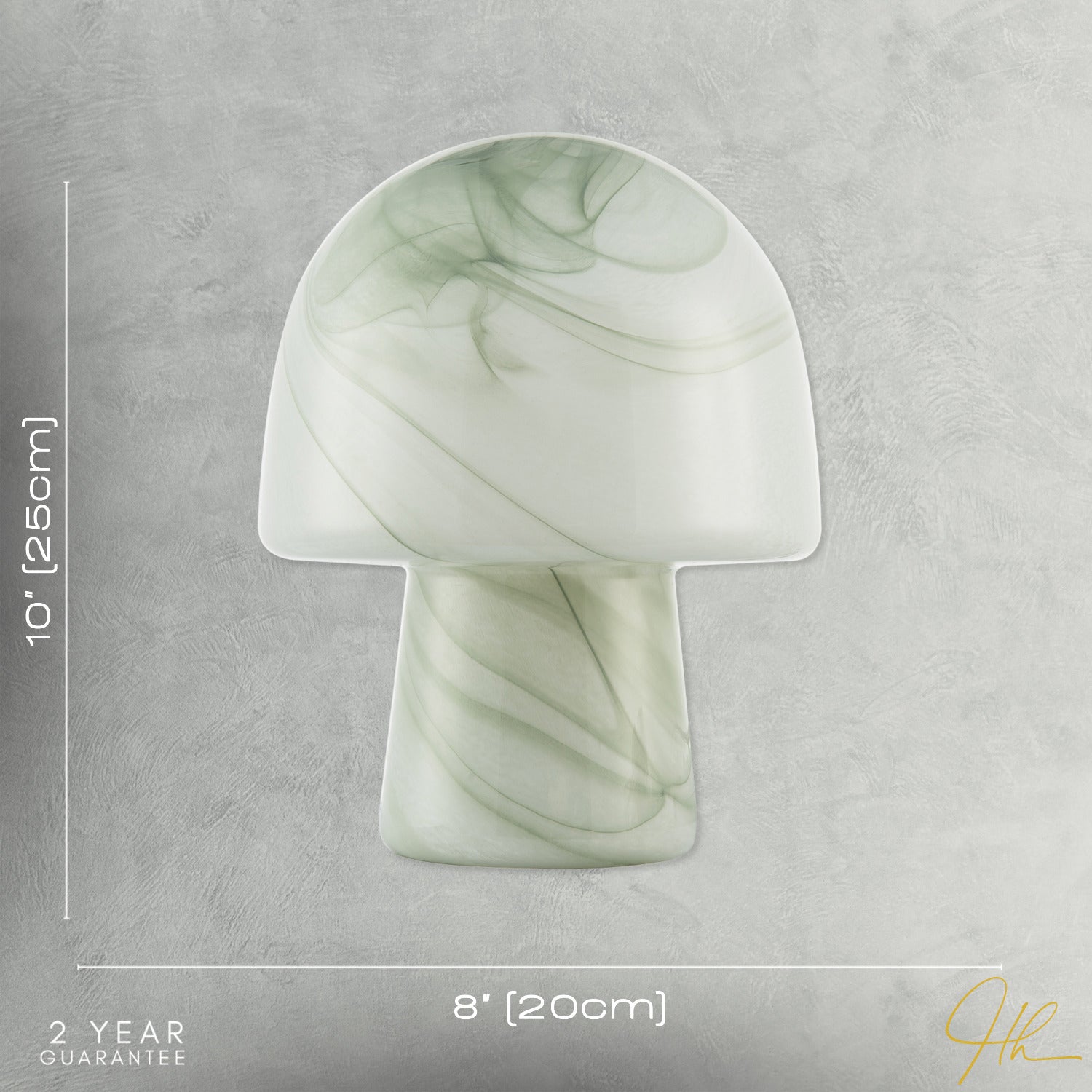 Modern Unique Green and White Marble Effect Glass Mushroom Table Lamp Image 7
