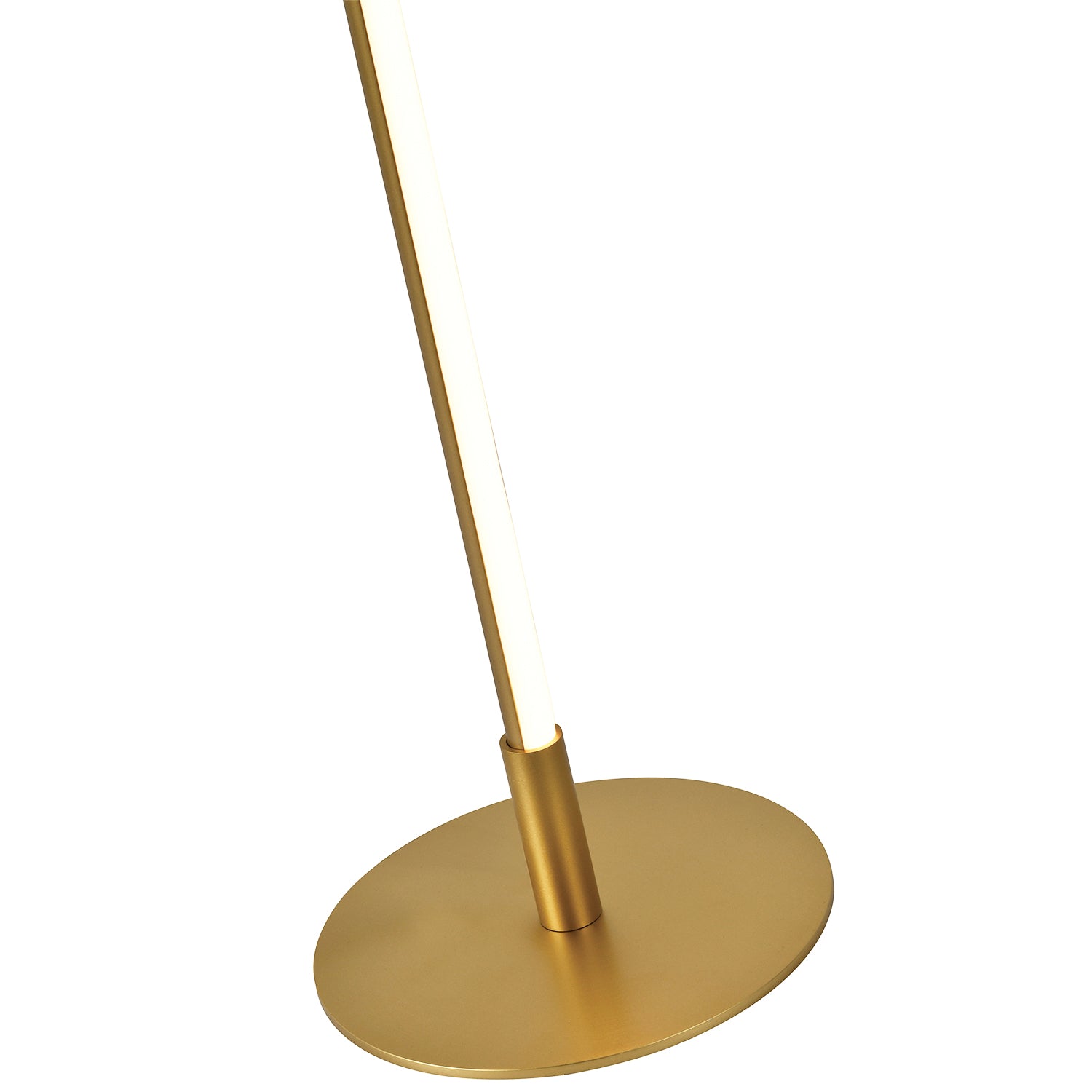 Modern Sleek Stick Style LED Standard Floor Lamp in Brush Gold with Foot Dimmer Image 3