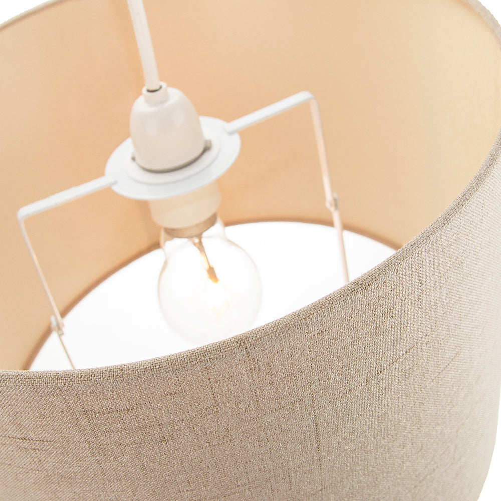 Contemporary and Sleek Taupe Textured 10" Linen Fabric Drum Lamp Shade 60w Max Image 2