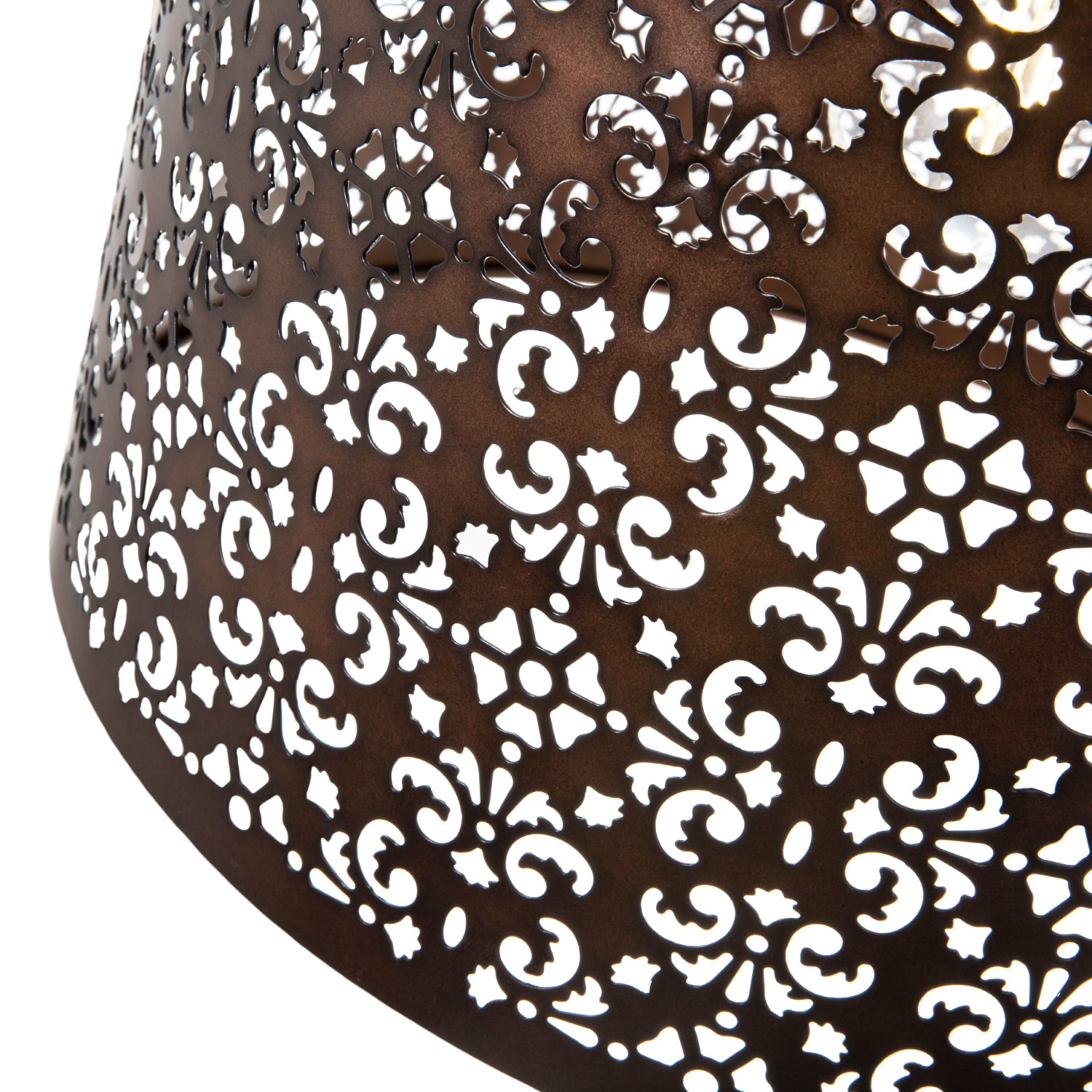 Marrakech Designed Matt Bronze Metal Pendant Light Shade with Floral Decoration Image 3