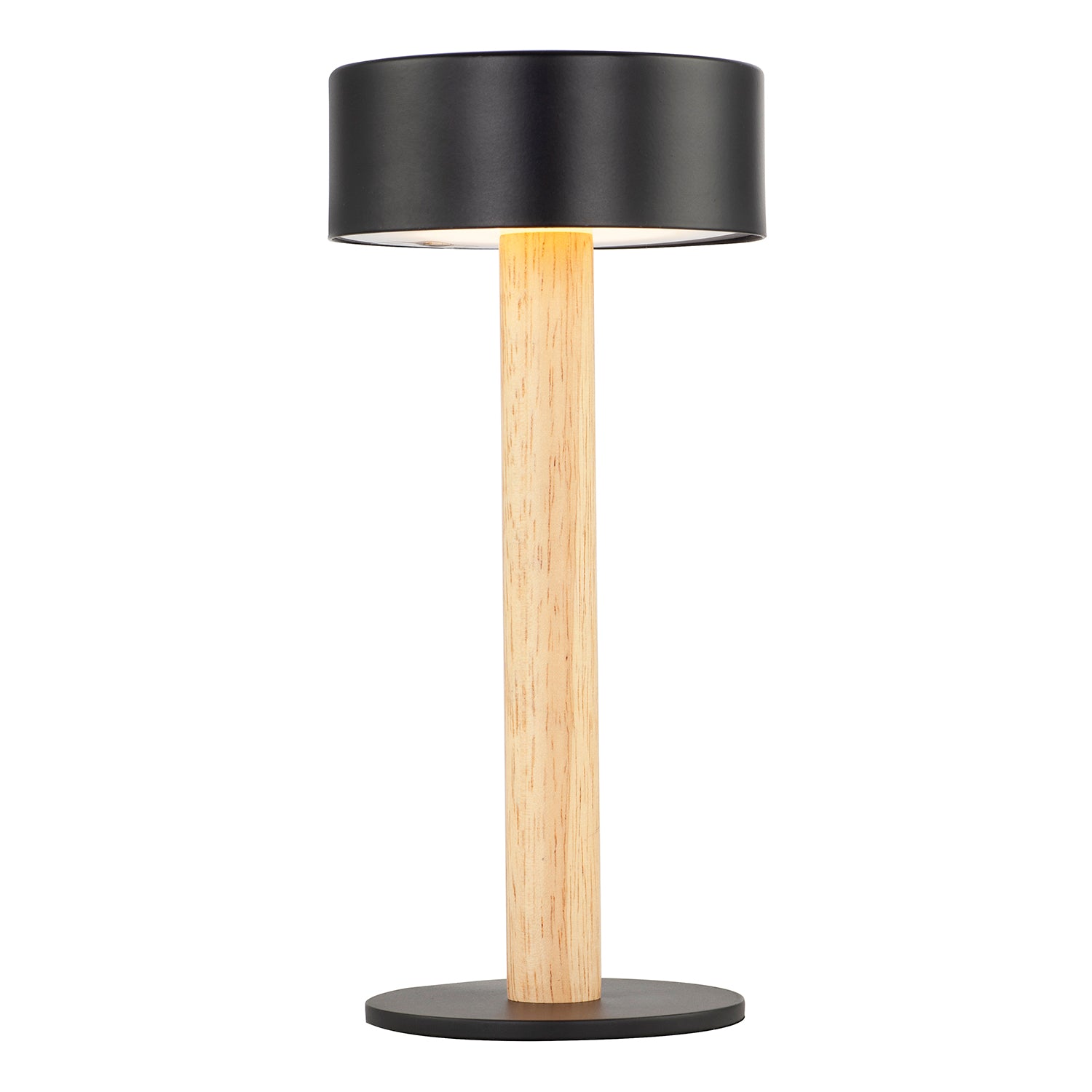 Scandinavian Look Portable Rechargeable Lamp in Black and Natural Wood Image 2