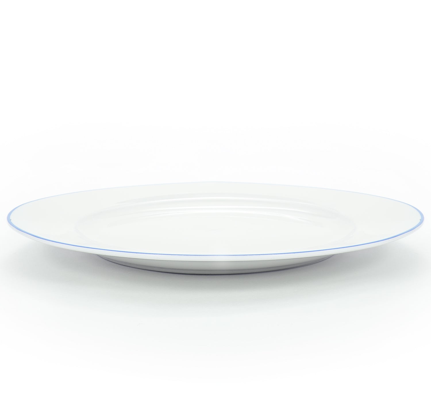 Set of 4 Durable White Ceramic Dinner Plates with Elegant Blue Rim Image 5