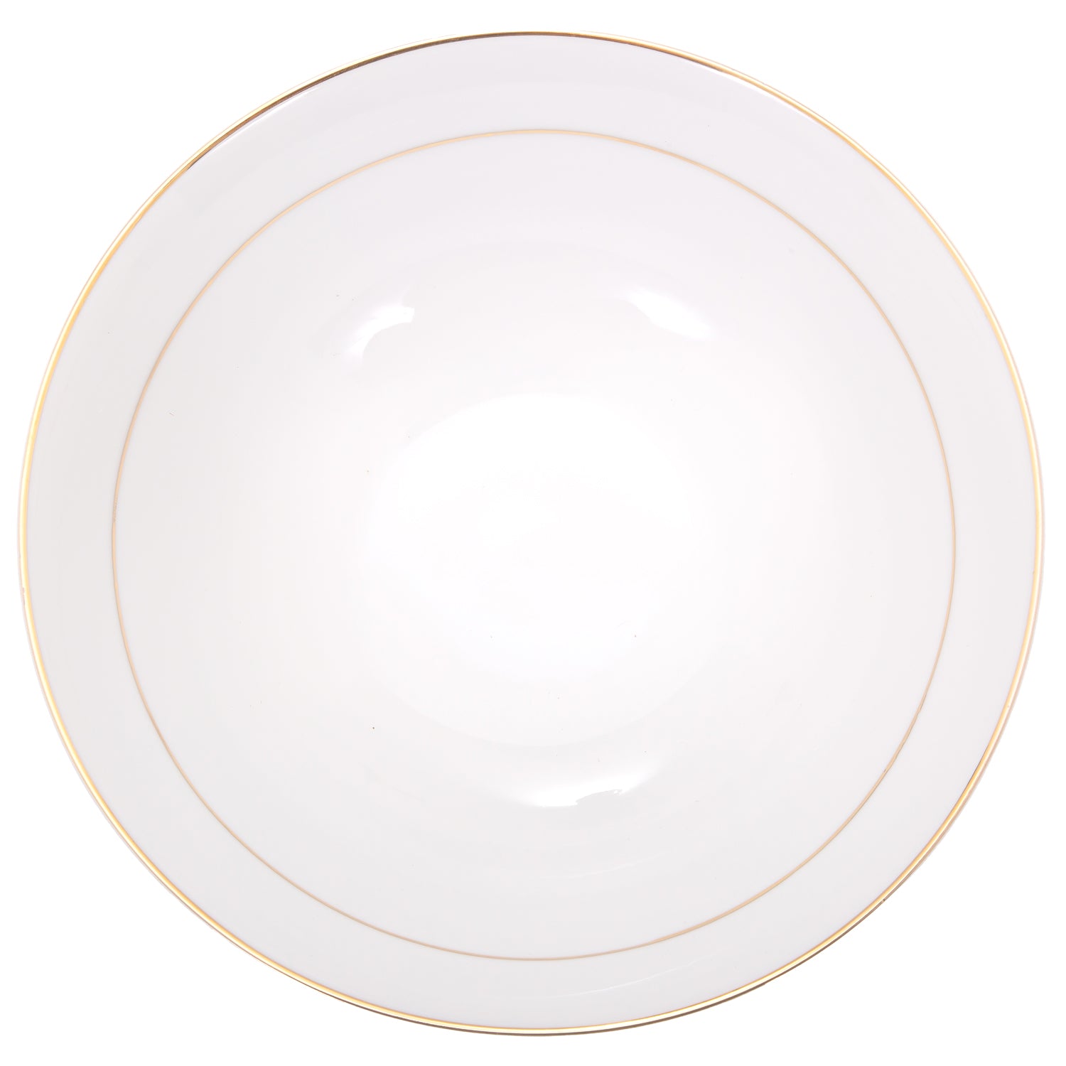 Set of 4 Durable White Ceramic Dinner Bowls with Dual Shiny Gold Plated Rims Image 5