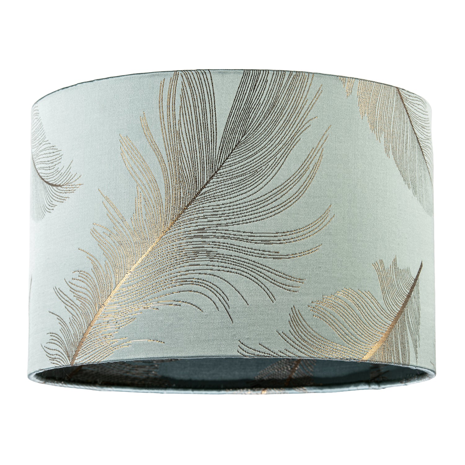 Dusty Duck Egg Cotton Jacquard Lamp Shade with Gold Foil Fern Design Image 1