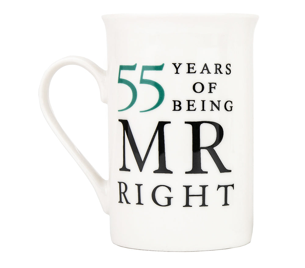 Ivory White 55th Anniversary Mr Right & Mrs Always Right Ceramic Mug Gift Set Image 2